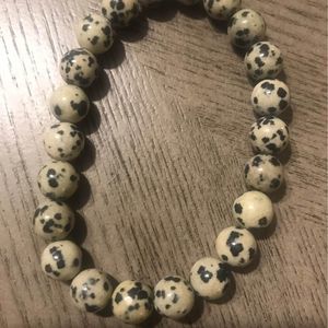 Dalmatian bracelet gemstone crystal black and white dots